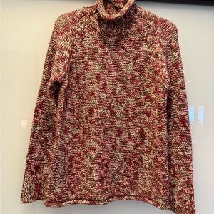 Columbia Red and Cream Turtleneck Sweater